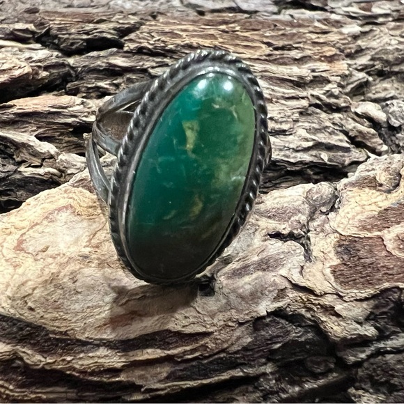 Vintage Native American Ring Green Turquoise Sterling Silver 925 Stone Gem 8 - Picture 4 of 8